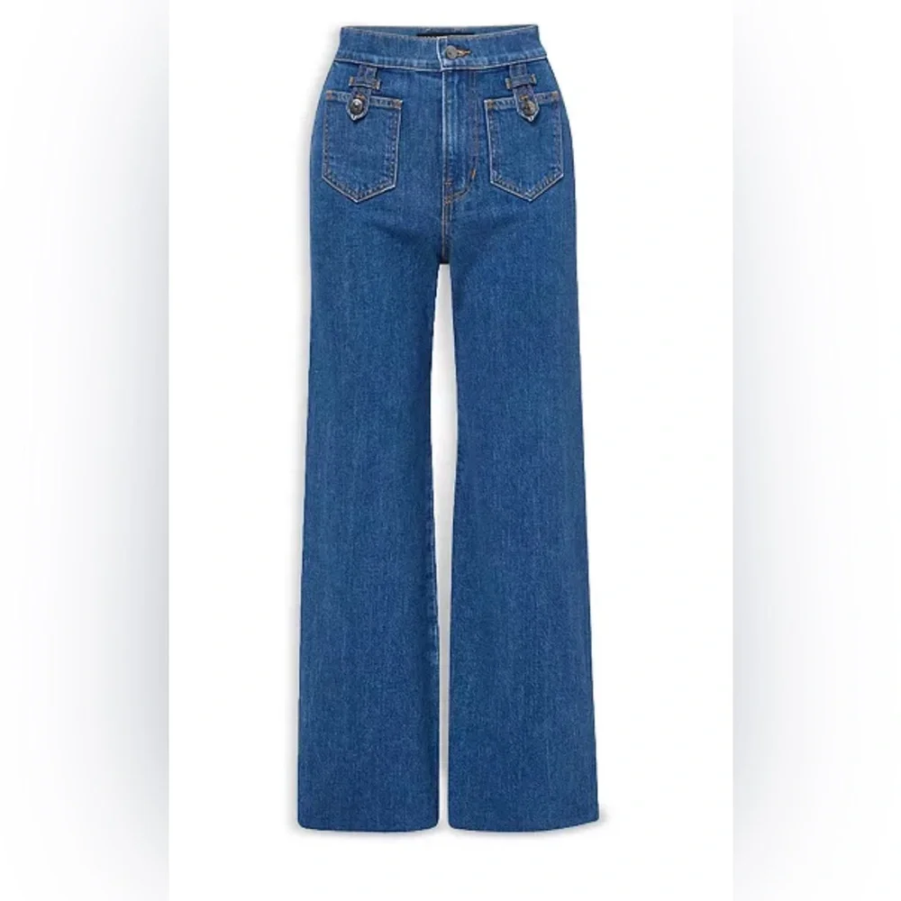 Veronica Beard Grant Patch Pocket High Rise Ankle Wide Leg Jeans - Size 31 - Picture 3 of 12